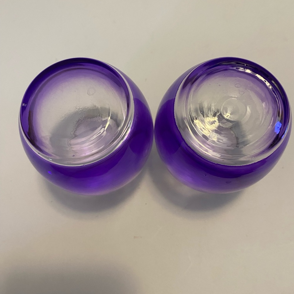 Amethyst Purple Glass Votive Tea Light Candle Holders Mid-Century Set Of 2 - Picture 6 of 10